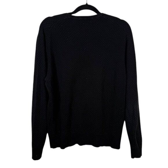 Karl Lagerfeld Textured Basketweave Honeycomb Black Sweater Men's Size Medium - Picture 3 of 10